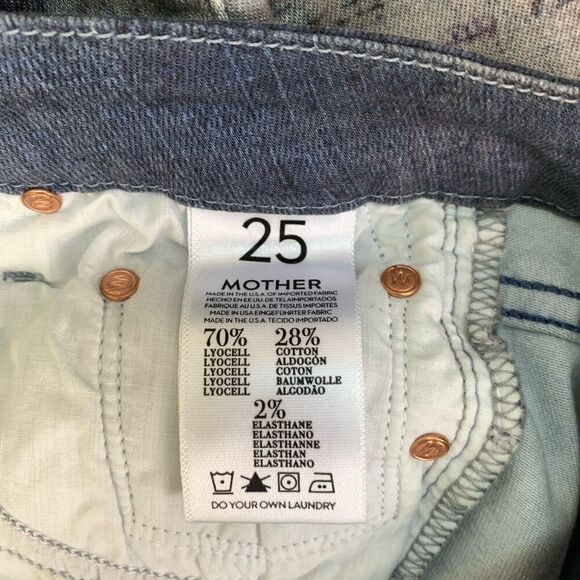Mother The Looker Ankle Fray Relax Awhile 25 Blue Burnout Skinny Jeans Kilim - Picture 8 of 10